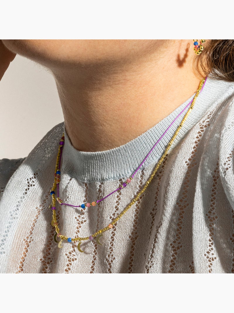 Collier en argent sterling 925 et cristal multicolore avec finition en or 18 carats - Kapac Multicolore - Kiabi