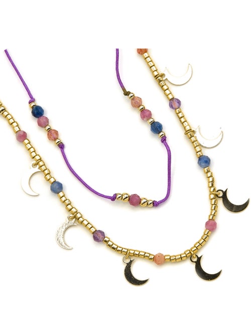 Collier en argent sterling 925 et cristal multicolore avec finition en or 18 carats - Kapac - Kiabi