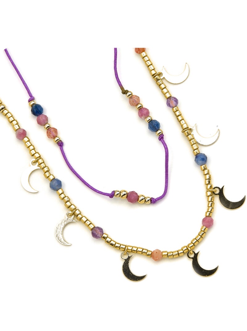 Collier en argent sterling 925 et cristal multicolore avec finition en or 18 carats - Kapac Multicolore - Kiabi