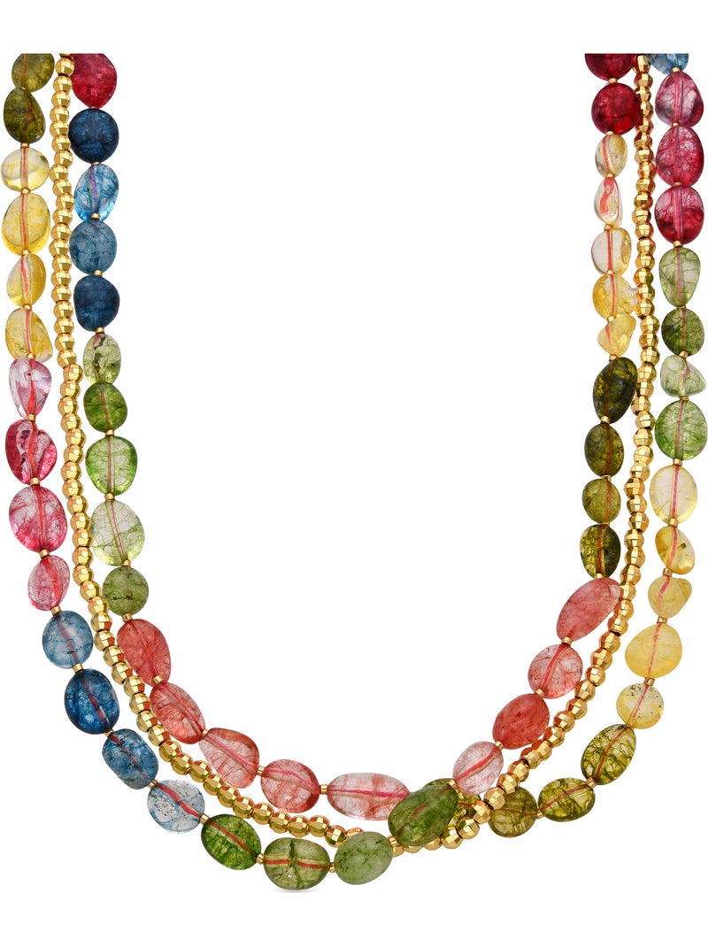 Collier en argent sterling 925 et cristal multicolore avec finition en or 18 carats - Xiua Multicolore - Kiabi