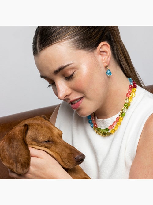 Collier en argent sterling 925 et cristal multicolore avec finition en or 18 carats - Xiua - Kiabi