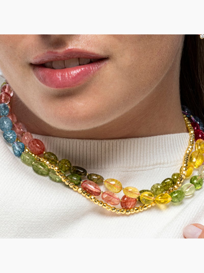 Collier en argent sterling 925 et cristal multicolore avec finition en or 18 carats - Xiua Multicolore - Kiabi