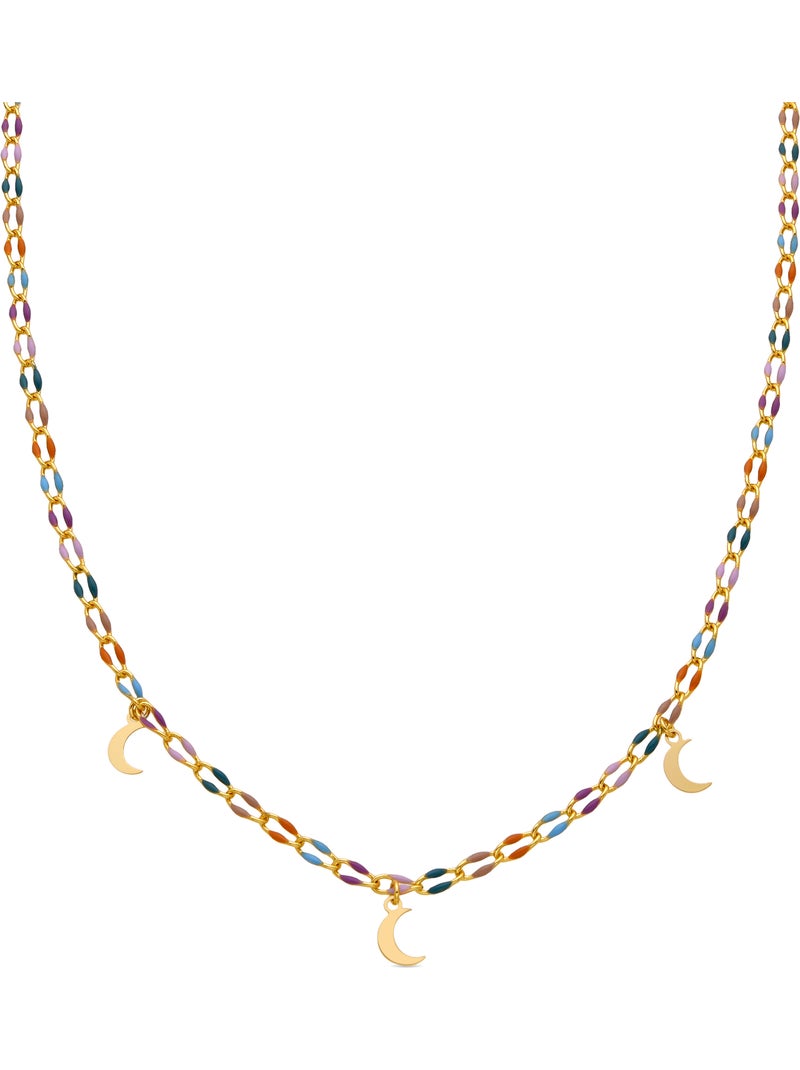 Collier en argent sterling 925 et laqué multicolore avec finition en or 18 carats - Liesi Multicolore - Kiabi