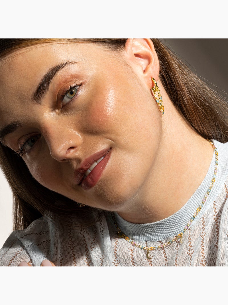 Collier en argent sterling 925 et laqué multicolore avec finition en or 18 carats - Liesi Multicolore - Kiabi