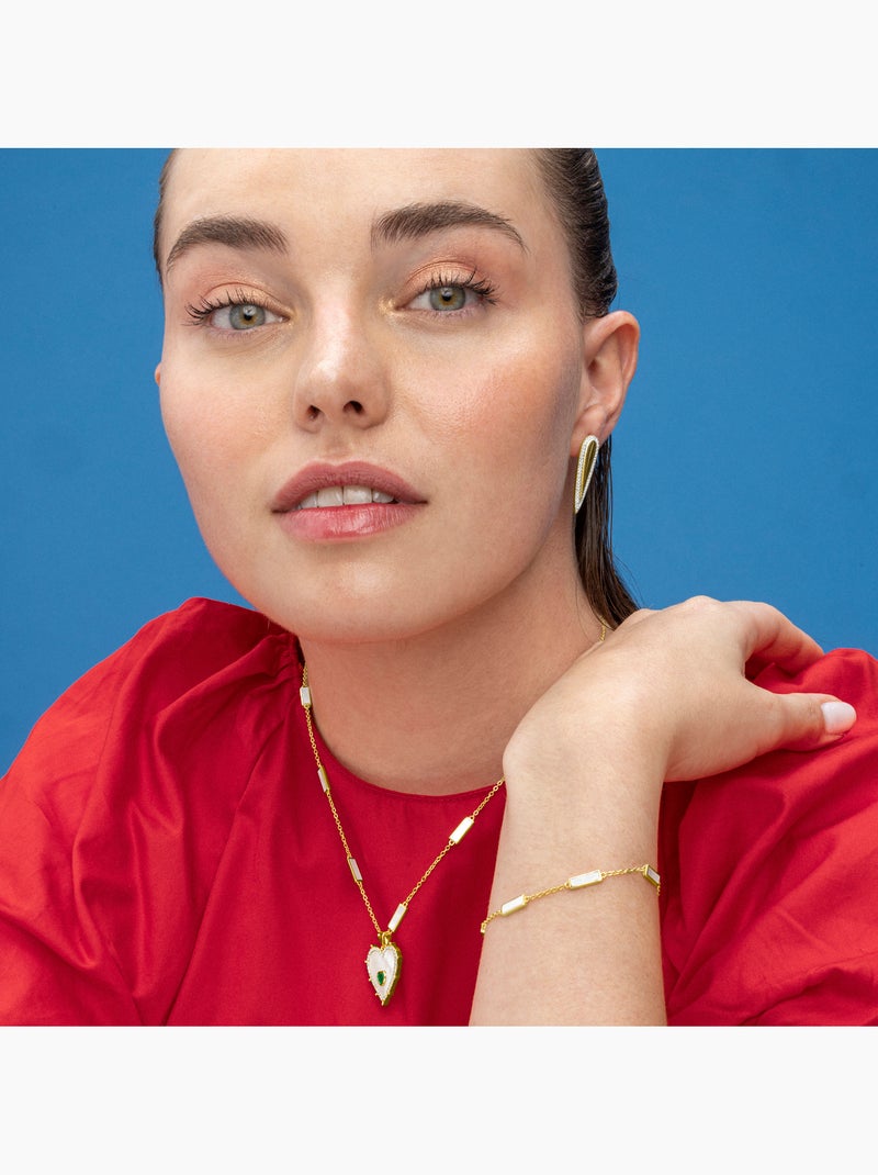 Collier en argent sterling 925 et nacre blanche avec finition or 18 carats - Limy Blanc - Kiabi