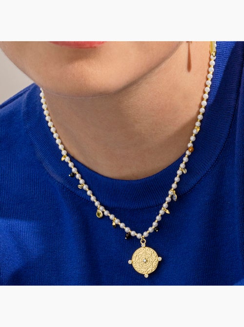 Collier en argent sterling 925 et perle blanche avec finition or 18 carats - Thydo - Kiabi