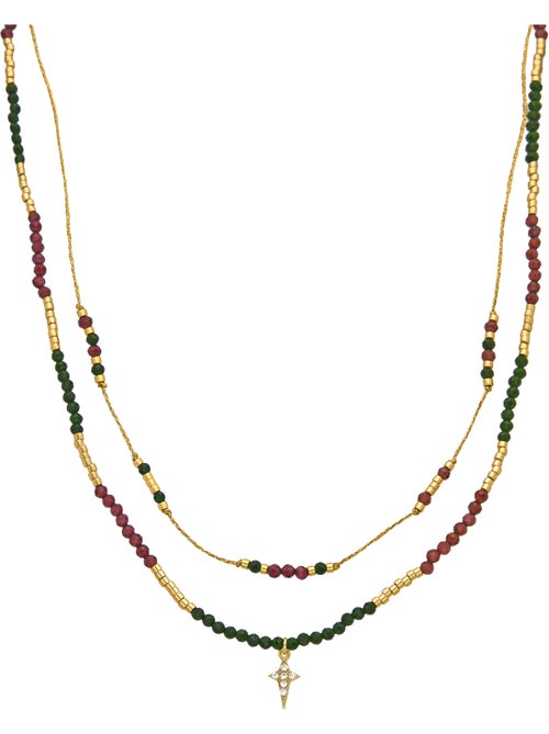 Collier en argent sterling 925 et zircone brillante avec finition en or 18 carats - Holis - Kiabi