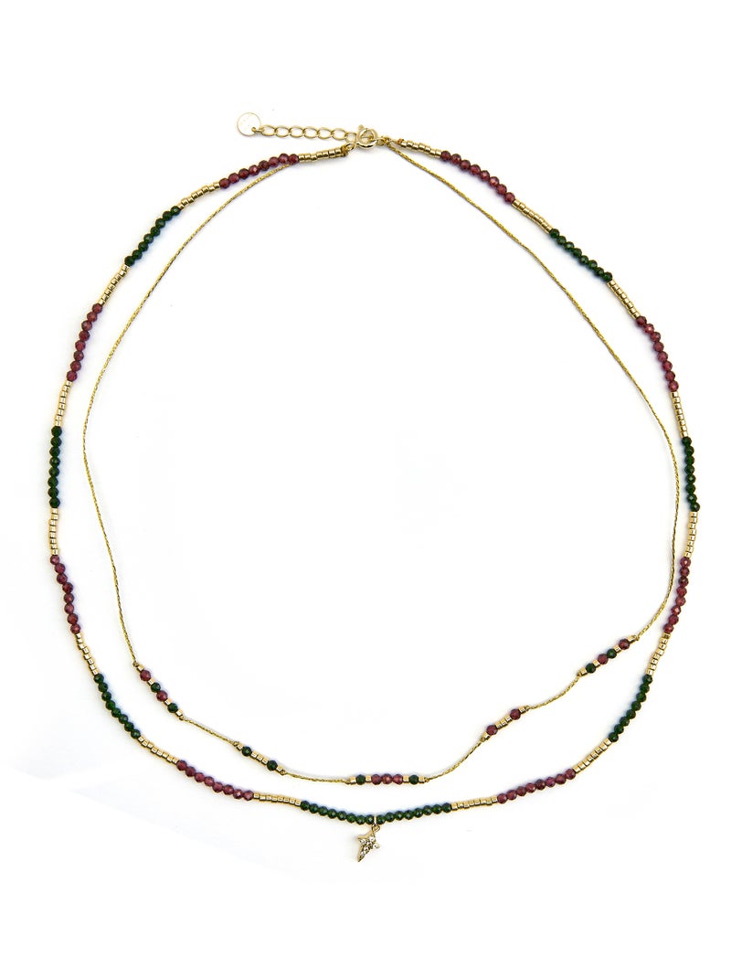 Collier en argent sterling 925 et zircone brillante avec finition en or 18 carats - Holis Blanc - Kiabi