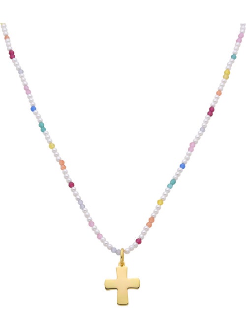 Collier en argent sterling 925 et zircone multicolore avec finition en or jaune 18 carats - Cruz - Kiabi