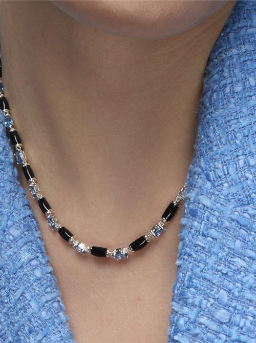 Collier en argent sterling et zircon topaze bleue rhodié - Tatui - Kiabi