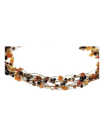 Collier en fil doré et en pierres naturelles