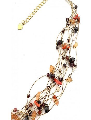 Collier en fil doré et en pierres naturelles