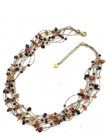 Collier en fil doré et en pierres naturelles