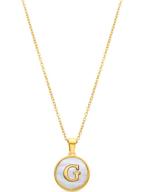 Collier en nacre blanche avec finition en or jaune 18 carats - Alphabet - Kiabi
