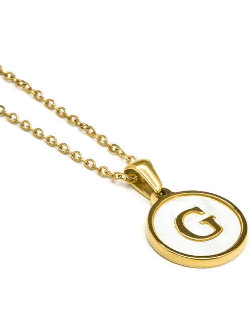 Collier en nacre blanche avec finition en or jaune 18 carats - Alphabet - Kiabi
