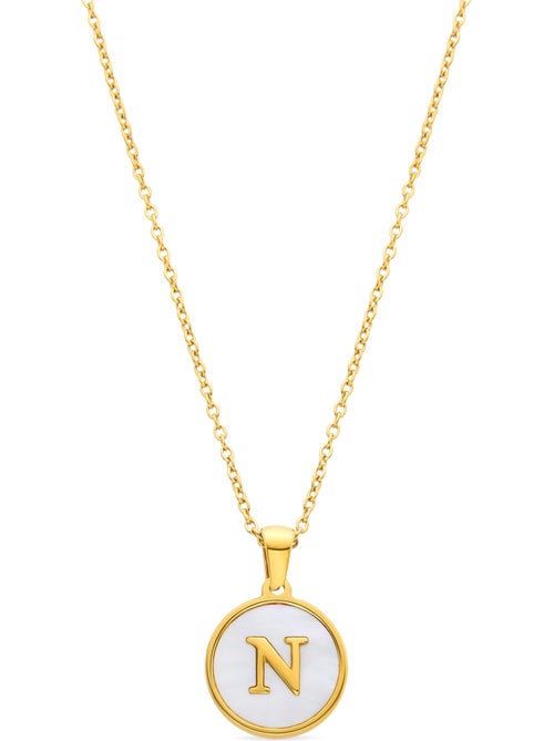 Collier en nacre blanche avec finition en or jaune 18 carats - Alphabet - Kiabi