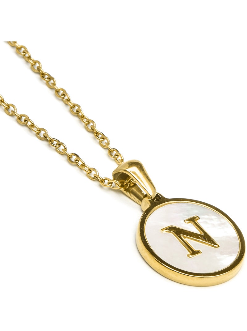 Collier en nacre blanche avec finition en or jaune 18 carats - Alphabet Blanc - Kiabi