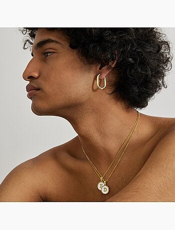 Collier en nacre blanche fini en or jaune 18K - Lettre D de l’alphabet