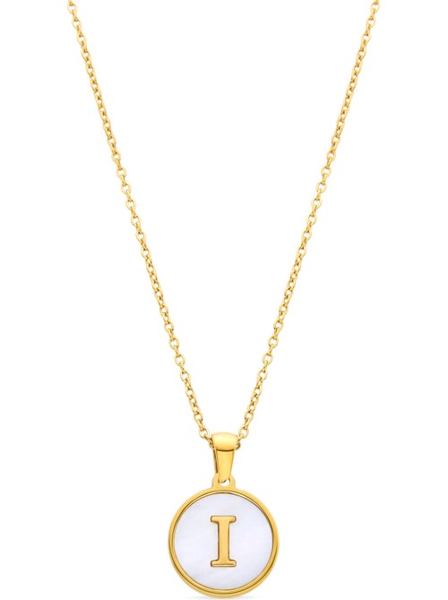 Collier en nacre blanche fini en or jaune 18K - Lettre de l’alphabet I - Kiabi