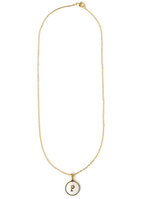 Collier en nacre blanche fini en or jaune 18K - lettre P de l’alphabet - Kiabi Collier en nacre blanche fini en or jaune 18K - lettre P de l’alphabet - Kiabi