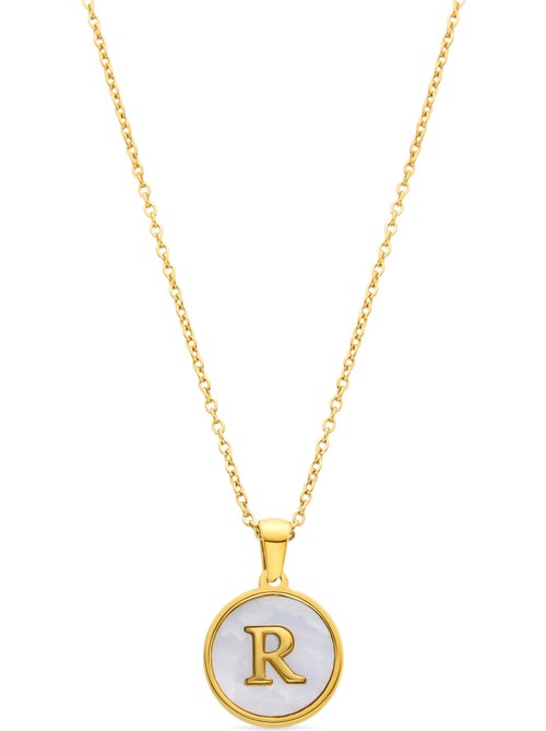 Collier en nacre blanche fini en or jaune 18K - lettre R de l’alphabet - Kiabi Collier en nacre blanche fini en or jaune 18K - lettre R de l’alphabet - Kiabi