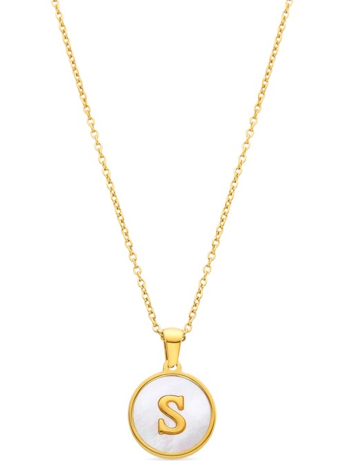 Collier en nacre blanche fini en or jaune 18K - lettre S de l’alphabet - Kiabi Collier en nacre blanche fini en or jaune 18K - lettre S de l’alphabet - Kiabi