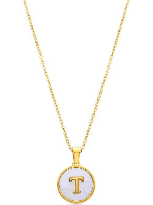Collier en nacre blanche fini en or jaune 18K - lettre T de l’alphabet - Kiabi Collier en nacre blanche fini en or jaune 18K - lettre T de l’alphabet - Kiabi