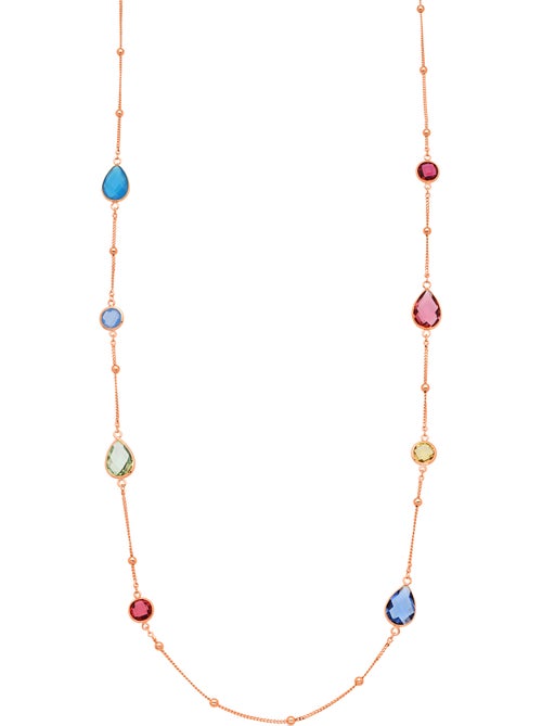 Collier en quartz hydrothermal multicolore avec finition en or jaune 18 carats - Laswen - Kiabi