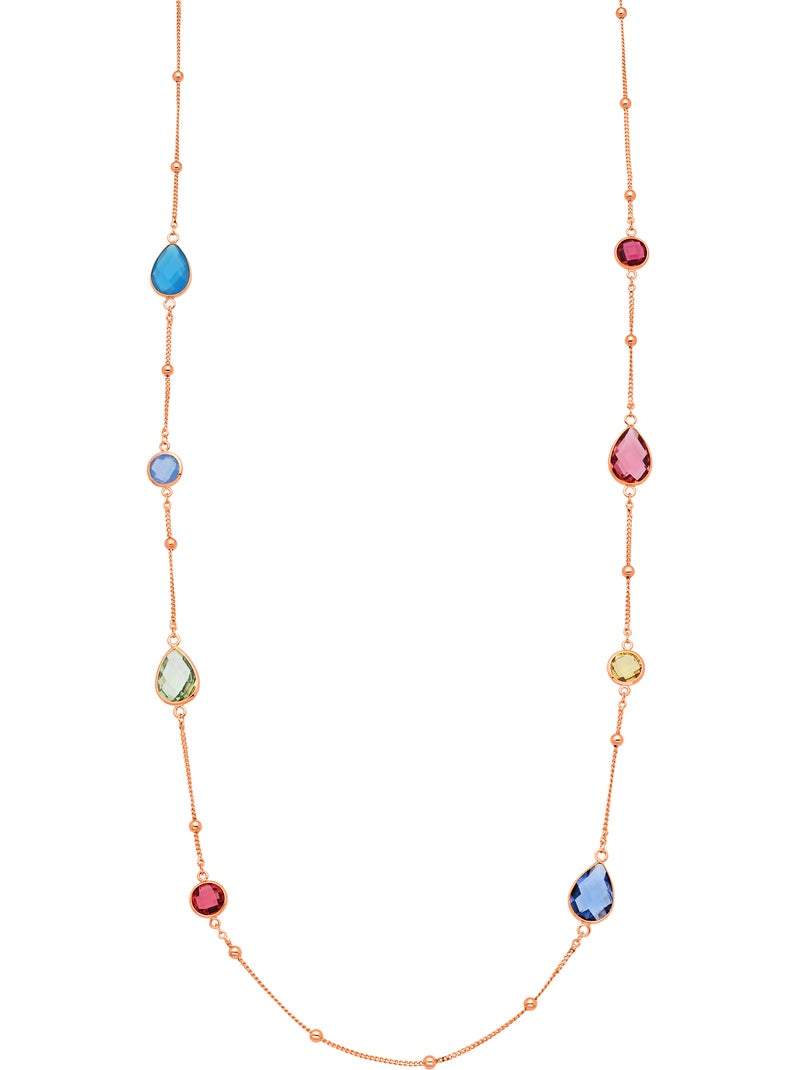 Collier en quartz hydrothermal multicolore avec finition en or jaune 18 carats - Laswen Multicolore - Kiabi