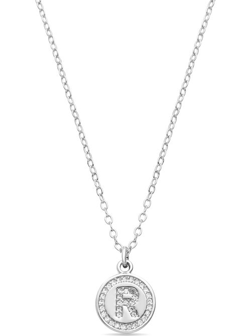 Collier en zircone brillant avec finition rhodium - lettre R de l’alphabet - Kiabi Collier en zircone brillant avec finition rhodium - lettre R de l’alphabet - Kiabi