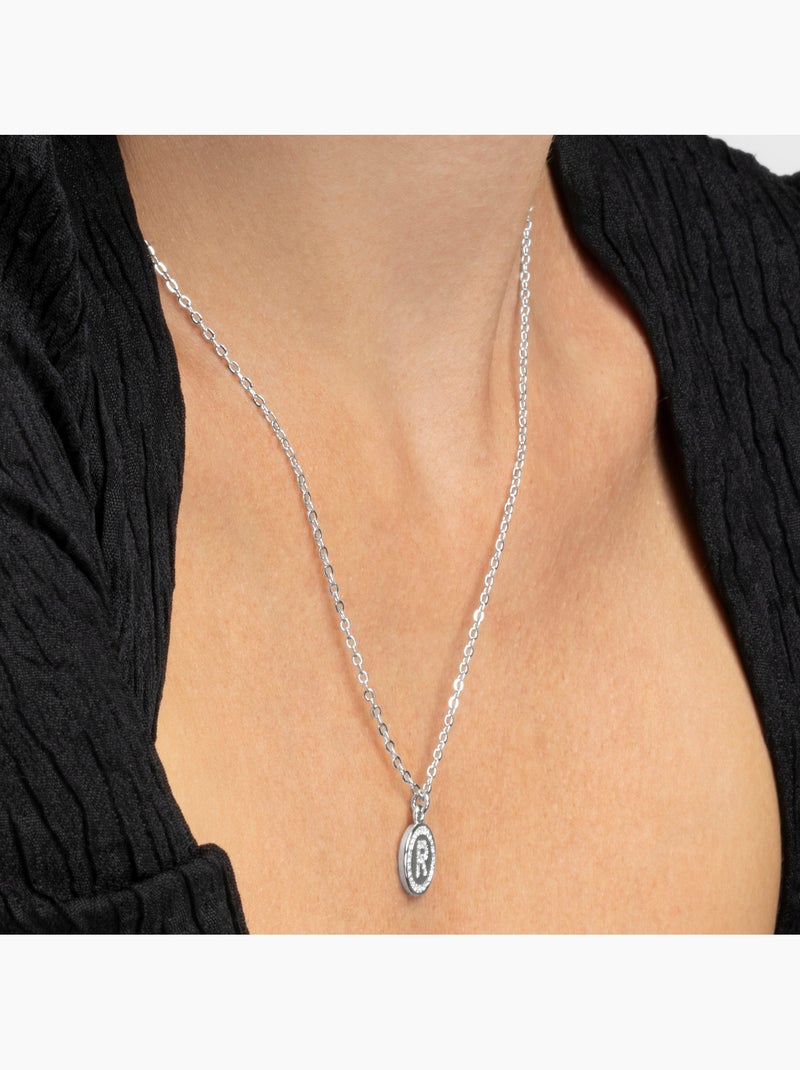 Collier en zircone brillant avec finition rhodium - lettre R de l’alphabet Argenté - Kiabi