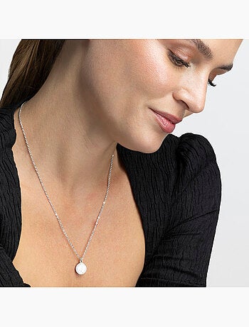 Collier en zircone brillant fini au Rhodium - Lettre J de l’alphabet