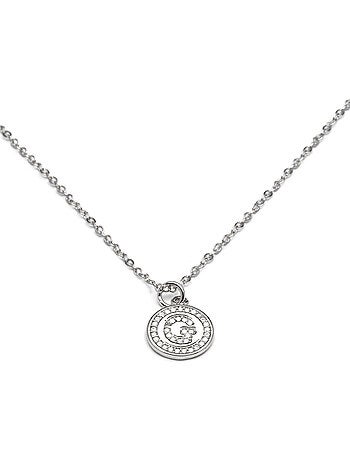 Collier en zirconie brillant avec finition rhodium - lettre alphabet G