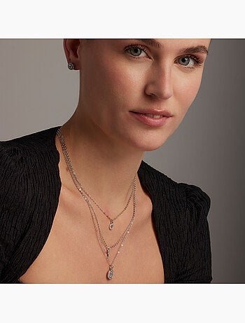 Collier en zirconie brillant avec finition rhodium - lettre alphabet G