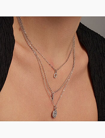 Collier en zirconie brillant avec finition rhodium - lettre alphabet G
