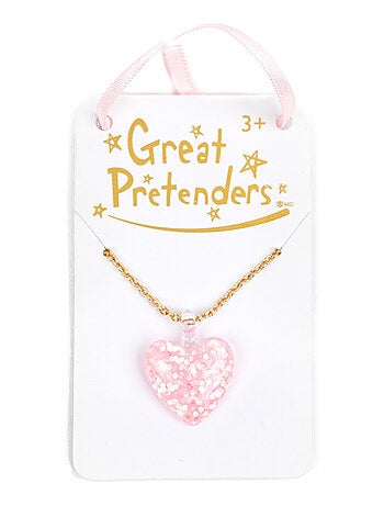 Collier enfant coeur pailleté Glitter heart Great Pretenders