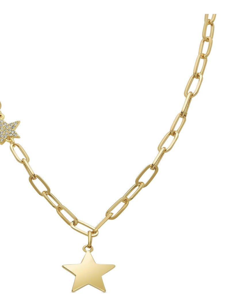 Collier étoile en zircone brillante, finition en or jaune 18k Multicolore - Kiabi