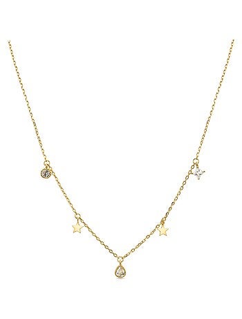 Collier étoile Luxenter en argent 925 et zirconium brillant, plaqué or jaune 18 carats