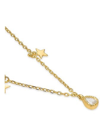 Collier étoile Luxenter en argent 925 et zirconium brillant, plaqué or jaune 18 carats