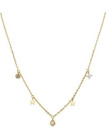 Collier étoile Luxenter en argent 925 et zirconium brillant plaqué or jaune 18k