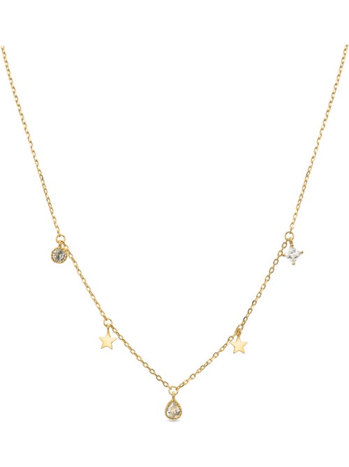 Collier étoile Luxenter en argent 925 et zirconium brillant plaqué or jaune 18k - Kiabi