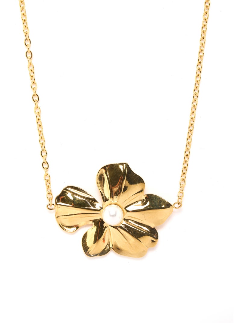 Collier fleur et perle fantaisie - DAXON Doré - Kiabi