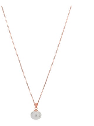 Collier  geel en argent 925 et perle blanche avec finition plaquée or rose 18K