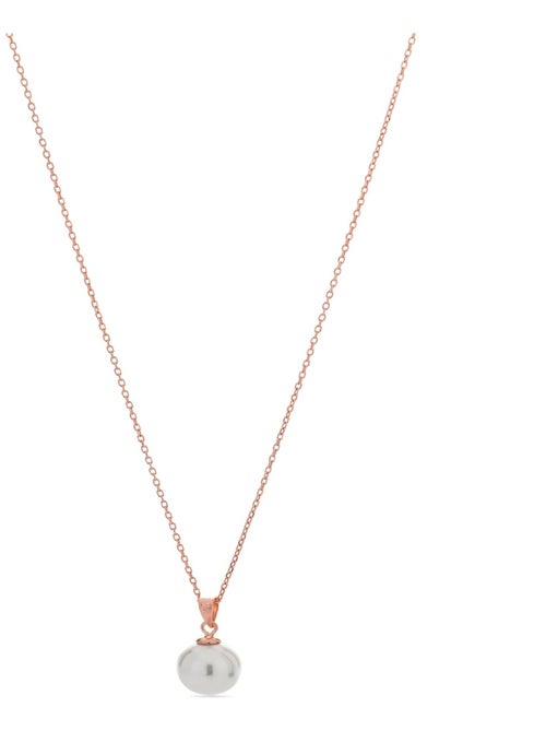 Collier  geel en argent 925 et perle blanche avec finition plaquée or rose 18K - Kiabi