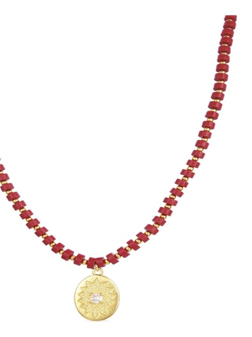 Collier  Islor en résine rouge plaqué or jaune 18K - Kiabi