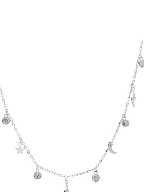 Collier  karo en argent 925 et zirconium rhodié brillant - Kiabi