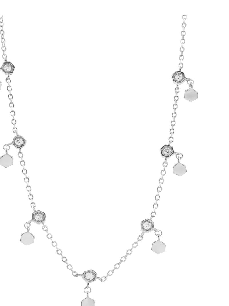 Collier  laith en argent 925 et zirconium rhodié brillant Argent - Kiabi