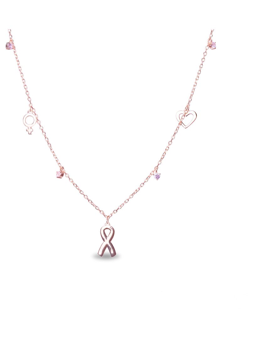 Collier  lazo composé d'argent 925 et de tourmaline rose en zircone rhodiée Rose - Kiabi