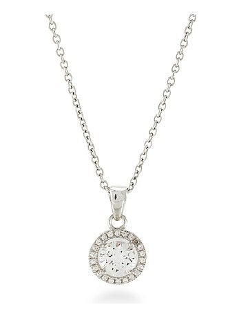 Collier, légende en argent 925, pierre précieuse et zircon cubique plaqué rhodium brillant