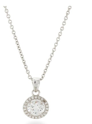 Collier, légende en argent 925, pierre précieuse et zircon cubique plaqué rhodium brillant